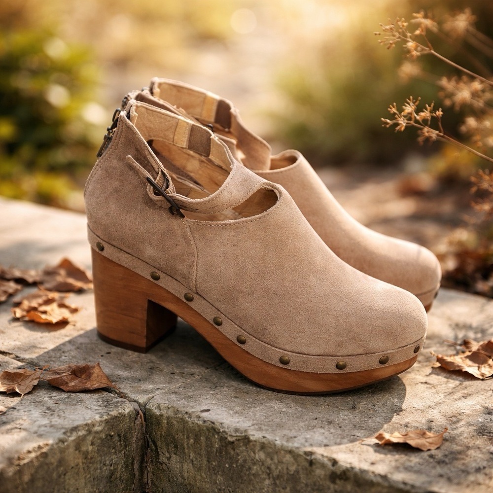 Five Worlds  Suede Clogs 9.5